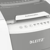 Distrugator automat documente Leitz IQ Office , 150 coli, P4, cross-cut (tip confeti), cos  44 litri, alb-gri, Leitz 