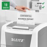 Distrugator automat documente Leitz IQ Office , 300 coli, P4, cross-cut (tip confeti), cos  60 litri, alb-gri, Leitz 