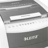 Distrugator automat documente Leitz IQ Office , 600 coli, P5, micro-cut (tip particule), cos 110 litri, alb-gri, Leitz 