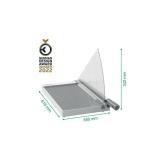 Ghilotina Leitz Home Office Precision, format A3, capacitate 10 coli 80gsm, dim. 346x616x346mm, otel inoxidabil, pat lemn laminat negru, 