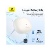 CASTI Baseus AirGo AS01 Open-Ear TWS, pt smartphone, wireless, bluetooth 5.3, microfon pe casca, 25 ore durata baterie, alb 