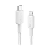 Cablu alimentare si date Anker, USB Type-C (T) la Lightning (T), 0.9m rata transfer 480 Mbps, invelis nylon, braided, alb, 