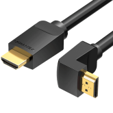 Cablu video Vention, HDMI(T) la HDMI(T), 3m, rezolutie maxima 4K la 60Hz, conectori auriti, cupru, unghi 90°, negru, 
