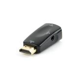 ADAPTOR video GEMBIRD, splitter HDMI (T) la VGA (M) + Jack 3.5mm (T), rezolutie maxima Full HD (1920 x 1080) la 60Hz, cablu audio 3.5 mm jack, black, 