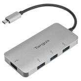 Targus Hub USB-C la 4x USB-A, rata transfer 5Gbps per port USB-A, gri