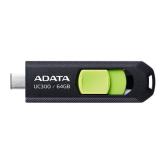 MEMORIE USB Type-C 3.2 ADATA 64 GB, retractabila, carcasa plastic, negru / verde 