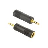 ADAPTOR audio GEMBIRD stereo (1 x 6.35 mm jack M la 1 x 3.5 mm jack T), negru, 