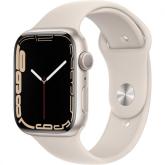 Ceas Smartwatch Apple Watch S7 GPS, 45mm Starlight Aluminium Case with Starlight Sport Band - Regular
