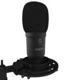 Microfon gaming AQIRYS Voyager de tip cardioid, suport flexibil, coenxiune USB cu fir 2.7m, noise-cancelling, negru