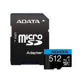 MicroSD ADATA 512GB citire 100 MB/s, scriere 25 MB/s, clasa de viteza 10