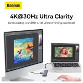 DOCKING STATION Baseus UltraJoy 5 in 1, conectare PC USB Type-C x 2, USB 3.0 x 3, USB Type C x 1, HDMI x 1/4K/30Hz, gri 
