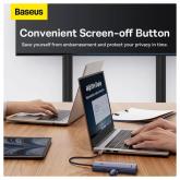 DOCKING STATION Baseus UltraJoy 5 in 1, conectare PC USB Type-C x 2, USB 3.0 x 3, USB Type C x 1, HDMI x 1/4K/30Hz, gri 