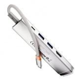 DOCKING Station Baseus Metal Gleam, conectare PC USB Type-C, USB 3.0 x 3|USB Type C x 1 de 5V, RJ-45 Gigabit x 1, LED, gri 