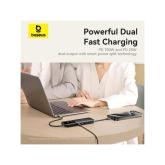 DOCKING Station Baseus Nomos Dual Fast Charging 6-in-1,conectare PC USB-C, 1 x USB 10G, cablu inclus 1 x USB-C (10Gbps si PD20W), 1 x USB 480Mbps, cablu inclus USB-C x 1 PD 100W, HDMIx1/4K/60Hz,gri 