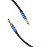 Cablu audio Vention, Jack 3.5mm (T) la Jack 3.5mm (T) conectori auriti, braided BBC, albastru, 