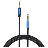 Cablu audio Vention, Jack 3.5mm (T) la Jack 3.5mm (T) conectori auriti, braided BBC, albastru, 