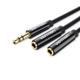 Cablu audio Vention, Jack 3.5mm (T) la 2 x Jack 3.5mm (M) conectori auriti, TPE, negru, 