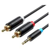 Cablu audio Vention, Jack 3.5mm (T) la 2 x RCA (T) conectori auriti, PVC, negru, 