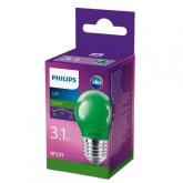 Bec LED Philips COLORED GREEN P45, E27, 3.1W (25W), lumina verde
