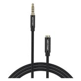 Cablu audio Vention, Jack 3.5mm (T) la Jack 3.5mm (M) conectori auriti, braided BBC, negru, 