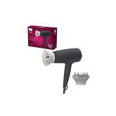 Uscator de par Philips BHD302/30, 1600W, accesoriu Thermo Protect, 3 setari de temperatura, difuzor, Negru
