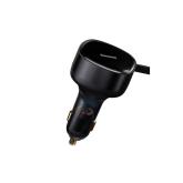 INCARCATOR auto Baseus Tiny Star, Quick Charge 33W, cablu integrat 2 x USB Type-C, negru 