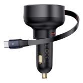 INCARCATOR auto Baseus Enjoyment Pro, 2 x USB Type-C , total output 60W, pt. bricheta auto, negru 