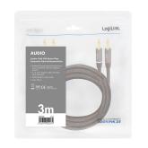 CABLU audio LOGILINK stereo (2 x 2.5 mm jack T/T), 3m, conectori auriti, negru 