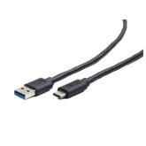 CABLU alimentare si date GEMBIRD, pt. smartphone, USB 3.0 (T) la USB 3.1 Type-C (T), 0.1m, negru, 