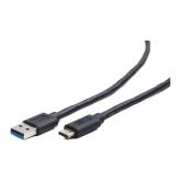 CABLU alimentare si date GEMBIRD, pt. smartphone, USB 3.0 (T) la USB 3.1 Type-C (T), 1m, negru, 