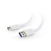 CABLU alimentare si date GEMBIRD, pt. smartphone, USB 3.0 (T) la USB 3.1 Type-C (T), 3m, alb, 