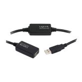 CABLU USB LOGILINK prelungitor, USB 2.0 (T) la USB 2.0 (M), 20m, activ (permite folosirea unui cablu USB lung), negru, 