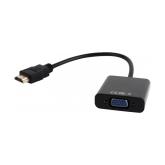 CABLU video GEMBIRD, splitter HDMI (T) la VGA (M) + Jack 3.5mm (T), 15cm, rezolutie maxima Full HD (1920 x 1080) la 60Hz, converteste semnal digital HDMI in analog VGA + cablu audio 3.5 mm jack, negru, 