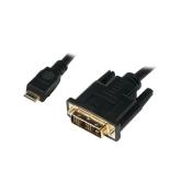CABLU video LOGILINK, adaptor Mini-HDMI (Type C)(T) la DVI-D SL (T), 1m, conectori auriti, negru, 