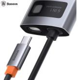 DOCKING Station Baseus Metal Gleam, conectare PC USB Type-C, USB 3.0 x 3, RJ-45 Gigabit LAN x 1, USB Type C x 1 PD 100W 5V / 9V / 14.5V / 20V 5A (Max.), HDMI x 1/4K/30Hz, LED, gri 