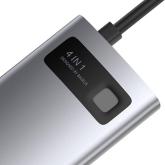 DOCKING Station Baseus Metal Gleam, conectare PC USB Type-C, USB 3.0 x 1|USB 2.0 x 1|USB Type C x 1 PD 100W 5V / 9V / 14.5V / 20V 5A (Max.) | HDMI x 1/4K/30Hz, LED, gri 
