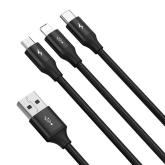 CABLU alimentare si date Baseus Rapid One-for-three, pt. smartphone, USB la Micro-USB + Lightning Iphone + USB Type-C 3.5A, 1.2m, negru 