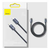 CABLU alimentare si date Baseus Crystal Shine, Fast Charging Data Cable pt. smartphone, Type-C la Lightning Iphone 20W, 2m, braided, negru 