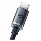 CABLU alimentare si date Baseus Crystal Shine, Fast Charging Data Cable pt. smartphone, USB la USB Type-C 100W, 2m, braided, negru
