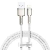 CABLU alimentare si date Baseus Cafule Metal, Fast Charging Data Cable pt. smartphone, USB la Lightning Iphone 2.4A, braided, 1m, alb 