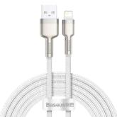 Cablu alimentare si date Baseus Cafule Metal, Fast Charging Data Cable pt. smartphone, USB la Lightning Iphone 2.4A, braided, 2m, alb
