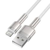 Cablu alimentare si date Baseus Cafule Metal, Fast Charging Data Cable pt. smartphone, USB la Lightning Iphone 2.4A, braided, 2m, alb