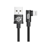 CABLU alimentare si date Baseus MVP, Fast Charging Data Cable pt. smartphone, USB la Lightning iPhone 2A unghi 90 grade, brodat, 1m, negru 