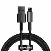 CABLU alimentare si date Baseus Tungsten Gold, Fast Charging Data Cable pt. smartphone, USB la Lightning Iphone 2.4A, braided, 1m, rezistent zgarieturi, negru 