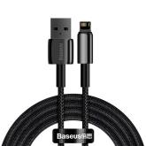 CABLU alimentare si date Baseus Tungsten Gold, Fast Charging Data Cable pt. smartphone, USB la Lightning Iphone 2.4A, braided, 2m, rezistent zgarieturi, negru 
