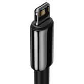 CABLU alimentare si date Baseus Tungsten Gold, Fast Charging Data Cable pt. smartphone, USB la Lightning Iphone 2.4A, braided, 2m, rezistent zgarieturi, negru 