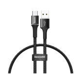 CABLU alimentare si date Baseus Halo, Fast Charging Data Cable pt. smartphone, USB la Micro-USB 3A, brodat, LED, 1m, negru 