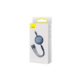 CABLU alimentare si date Baseus Bright Mirror 2 One-for-three Retractable, pt. smartphone, USB la Micro-USB + Lightning Iphone + USB Type-C 3.5A, 1.1m, albastru 