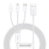 Cablu alimentare si date Baseus Superior Series, pt. smartphone, USB la Micro-USB + Lightning Iphone + USB Type-C 3.5A, 1.5m, alb