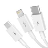 Cablu alimentare si date Baseus Superior Series, pt. smartphone, USB la Micro-USB + Lightning Iphone + USB Type-C 3.5A, 1.5m, alb